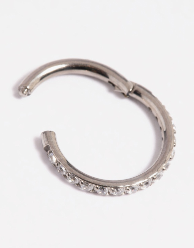 Lovisa - Titanium Cubic Zirconia Pave Clicker Ring