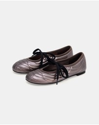 JW PEI - Erika Topstitching Lace-up Ballet Flats