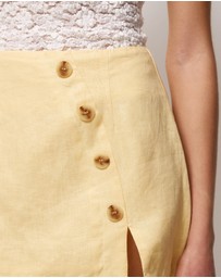 AERE - Jenelle Linen Button Mini Skirt