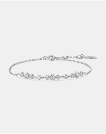 Ania Haie - Silver Graduated Bezel-Set Trios Bracelet