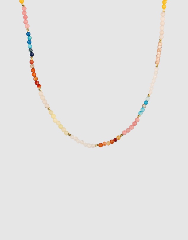 Elli Jewelry - Necklace Agate Beaded Summer 925 Sterling Silver Gold-Plated
