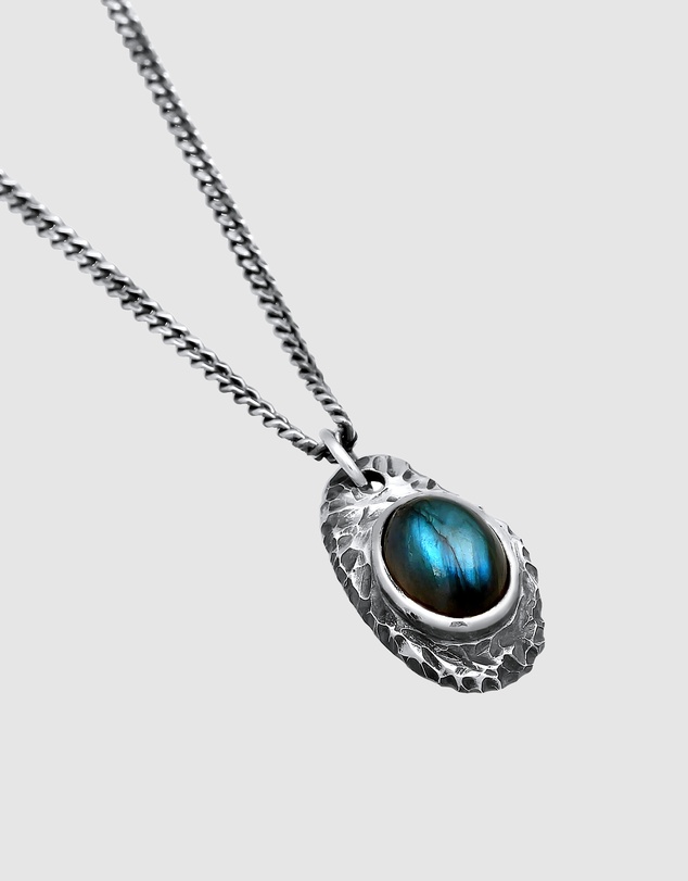 Kuzzoi - ICONIC EXCLUSIVE - Labradorite Pendant Necklace in 925 Sterling Silver