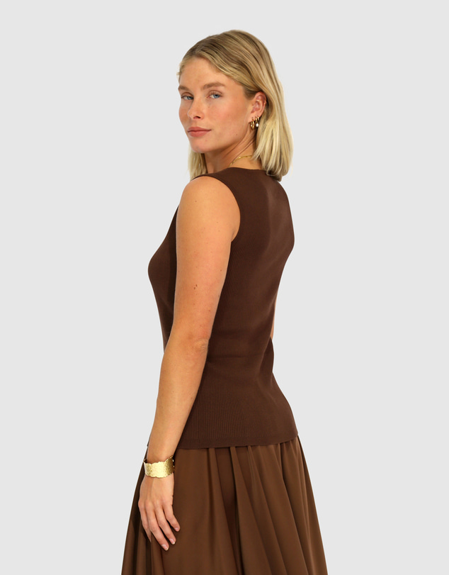 Belle & Bloom - Close To You Ribbed Button Up Sleeveless Vest