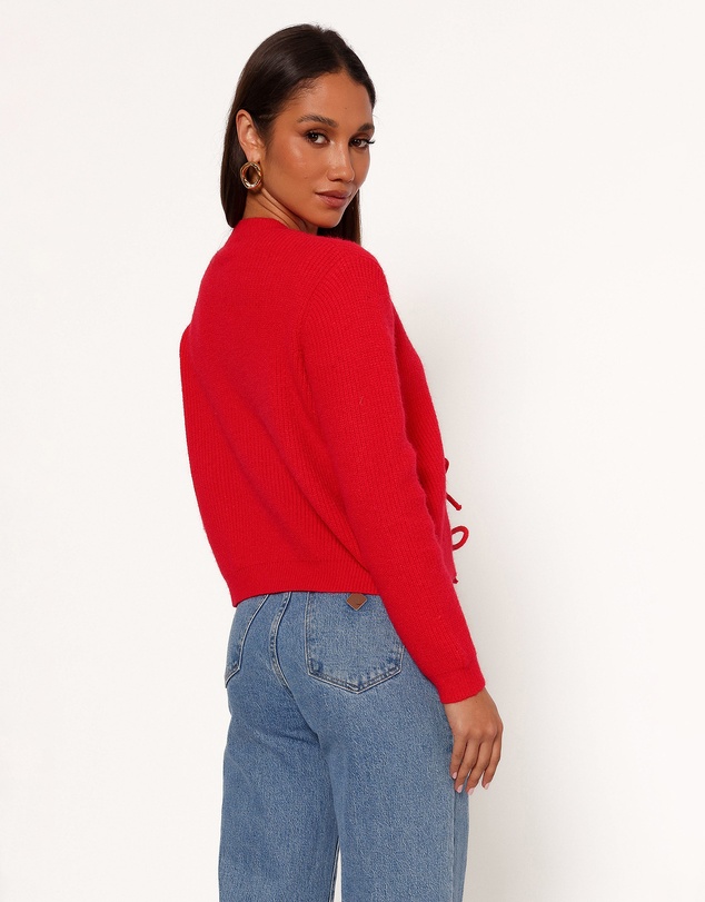 Petal & Pup - Wilde Bow Front Cardigan - Red