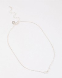 Lovisa - Silver Plated Cubic Zirconia Dainty Cup Chain Floral Necklace