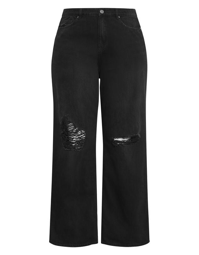 City Chic - Plus size Harley Fit Harriet Wide Leg Regular Jean - black wash