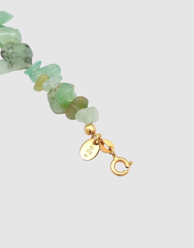 Elli Jewelry - Necklace Choker Timeless Trend with Aventurine Stones in 925 Sterling Silver Gold Plated