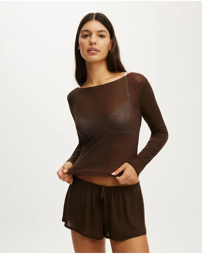 Cotton On Body - Sheer Long Sleeve Top