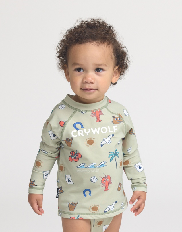 Crywolf - BABY RASH VEST Lucky Days Sage