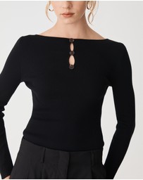 Forcast - Logan Button Keyhole Rib Knit