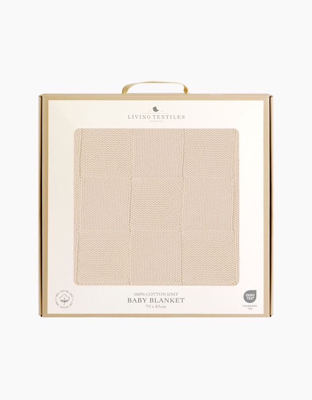 Living Textiles - Pram Knitted Blanket - Checkered Sand