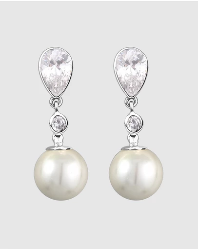 Elli Jewelry - Earrings Hanger Long with Pearls Drop Zirconia 925 Sterling Silver