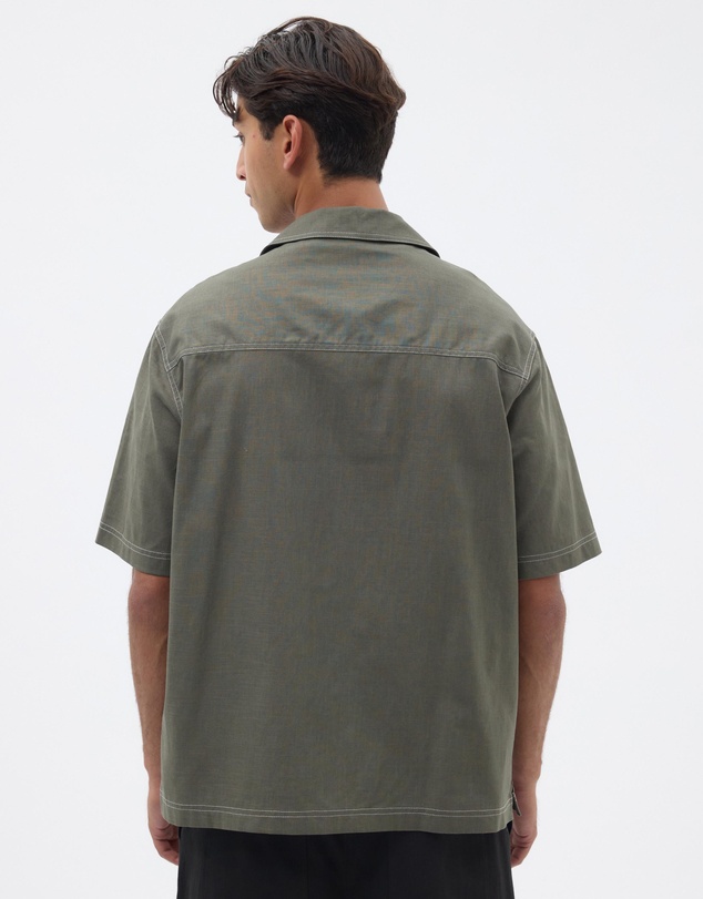 AERE - Linen Blend Contrast Stitch Shirt