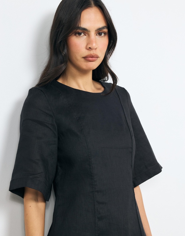 AERE - Atri Seam Detail Linen Mini Dress