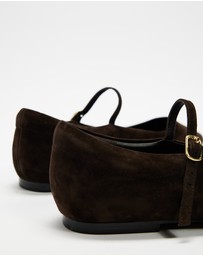 AERE - Suede Buckle Ballet Flats