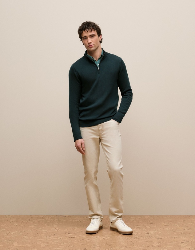 Trenery - Merino Half Zip in Pine Green