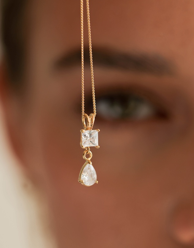 Elli Jewelry - Necklace Crystal Drop 925 Sterling Silver Gold-Plated