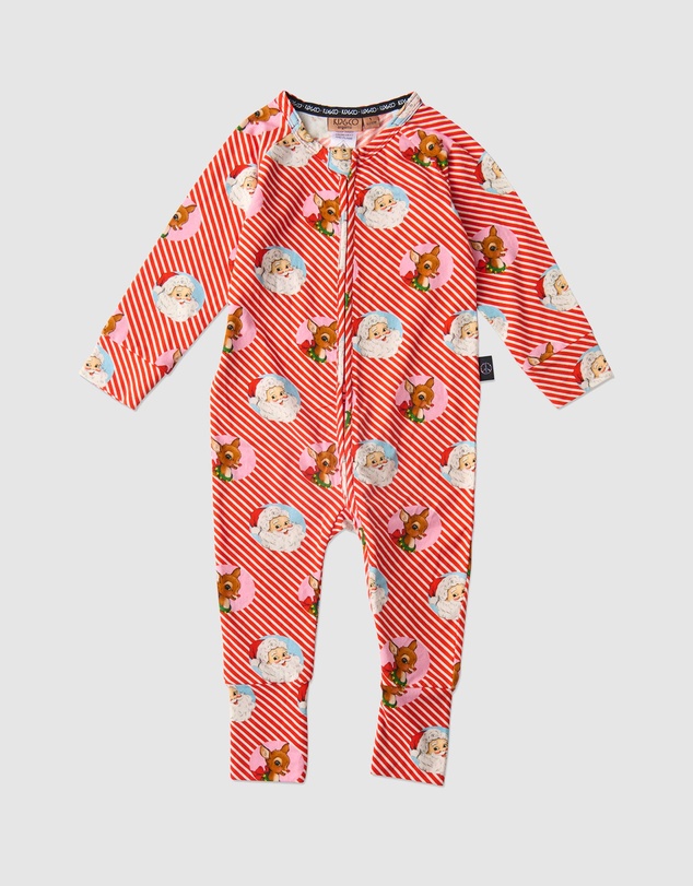 Kip&Co - I Love Christmas Spot Organic Long Sleeve Zip Romper - Babies
