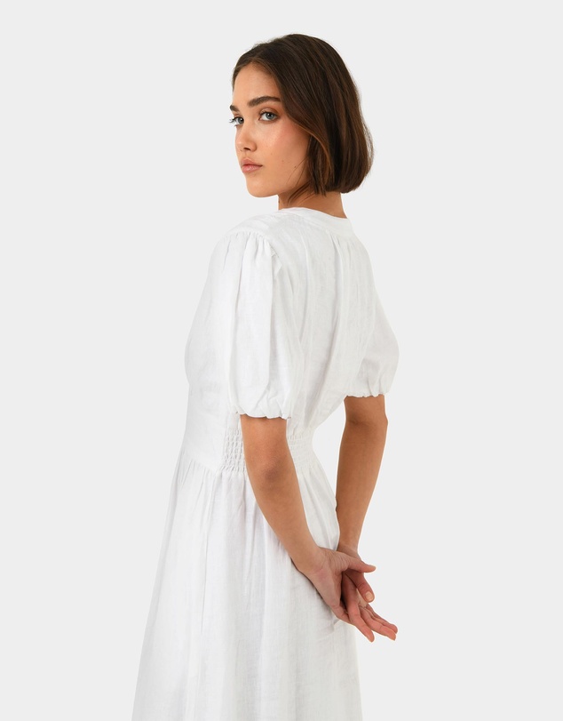 Forcast - Fernanda Linen Puff Sleeve Dress