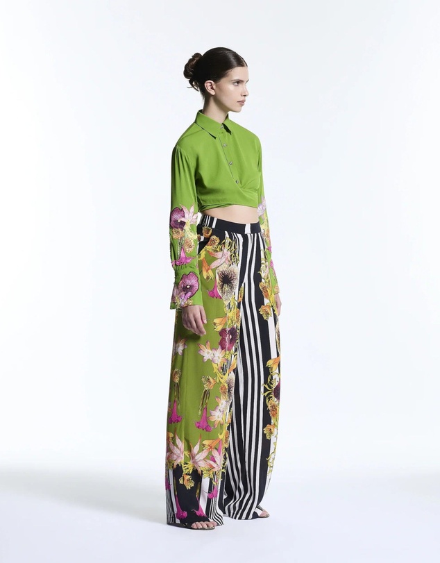 Muma World - Floral Canopy Beaded Cropped Shirt