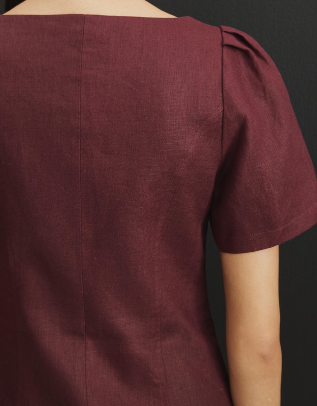AERE - Audrey Linen Bodice Detail Mini Dress