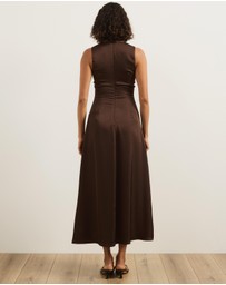 Atmos&Here - Gia Satin Midi Dress With Lace Detail