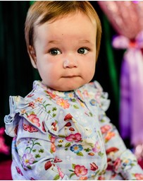 Fleur Harris - 'Curious Bunny' Precious Frill Coverall in Cornflower Check