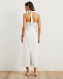 Atmos&Here - Bec Halter Neck Linen Blend Midi Dress