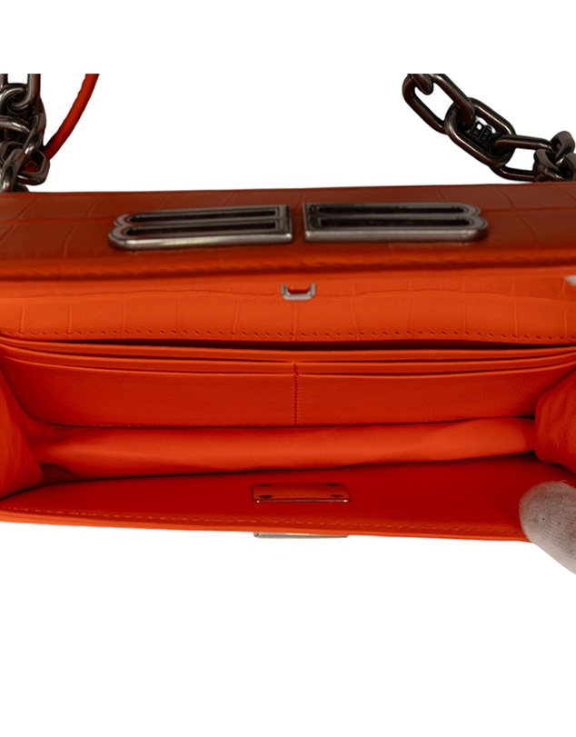 Pre-Loved by Azura Reborn - Pre-Loved Croc Embossed Calfskin Gossip Chain Bag XS