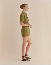 Amelius - Surreal Linen Playsuit