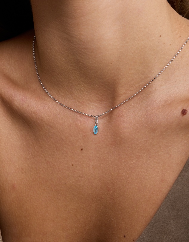 Michael Hill - Marquise-Cut Swiss Blue Topaz Pendant in Sterling Silver