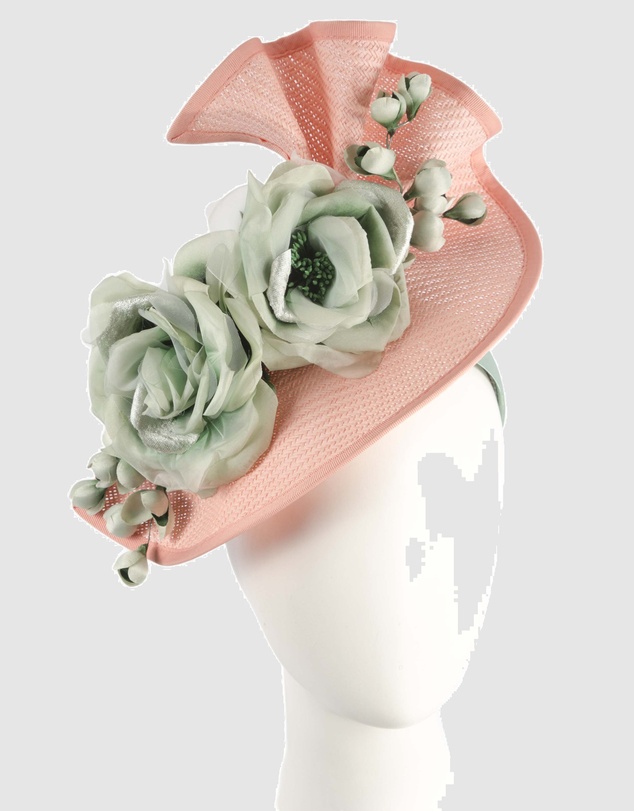 Fillies Collection - Bespoke Sculpted Coral Mint Racing Fascinator