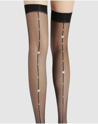 High Heel Jungle - Crystal Seam Thigh High Socks