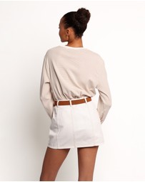 Petal & Pup - Ruva Long Sleeve Tee - Beige White Stripe
