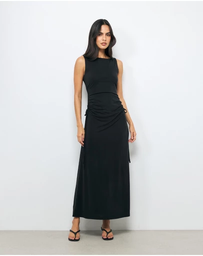 AERE - Nora Ruched Jersey Midi Dress