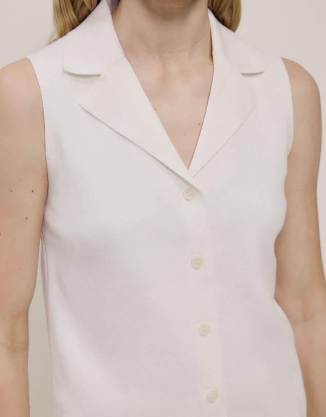 Trenery - Cotton Cashmere Knit Vest in Parchment