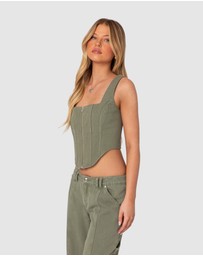 EDIKTED - Lottie Washed Denim Zip Corset