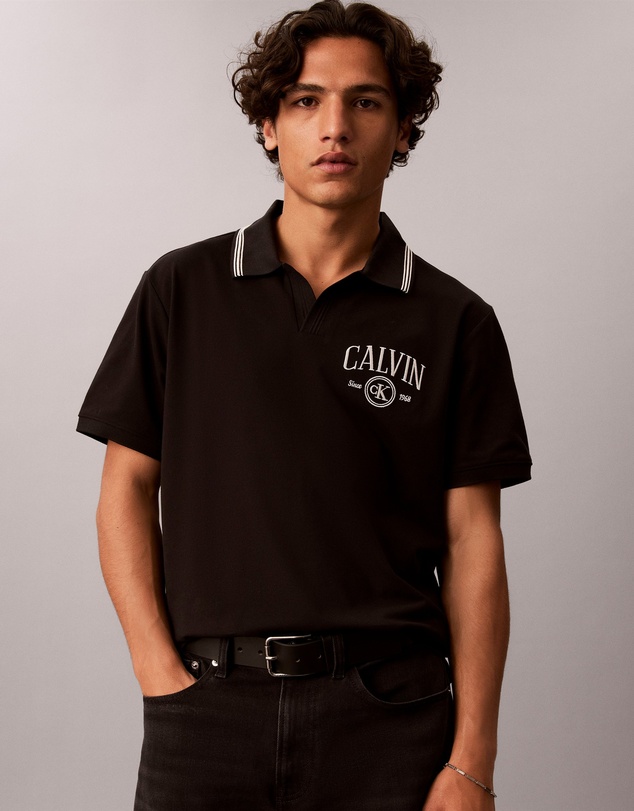 Calvin Klein Jeans - Open Collar Pique Graphic Polo