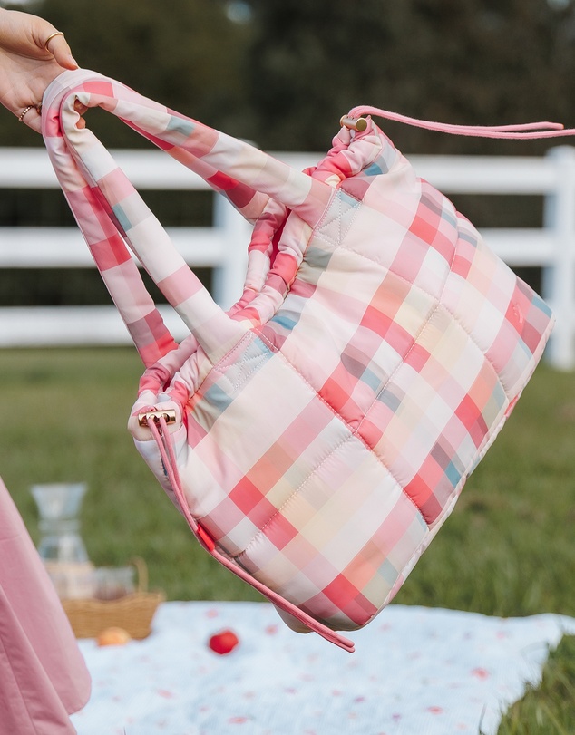 The Somewhere Co - Pink Plaid Marshmallow Midi Tote