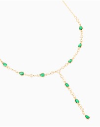 Lovisa - Gold Plated Emerald Cubic Zirconia Y-Necklace