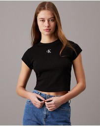 Calvin Klein Jeans - Slim Cropped Ribbed T-shirt