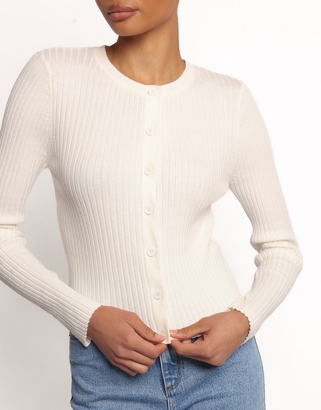 Petal & Pup - Searie Ribbed Cardigan Top - Cream