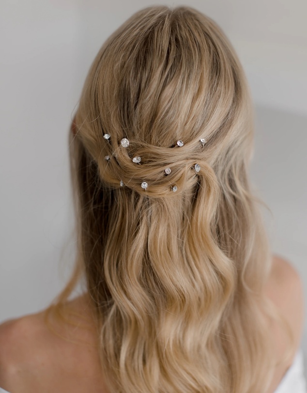 The White Collection - Aria - 8mm Crystal Bridal Hair Pin Trio