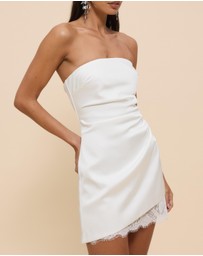 CHANCERY - Nara Strapless Satin And Lace Mini Dress