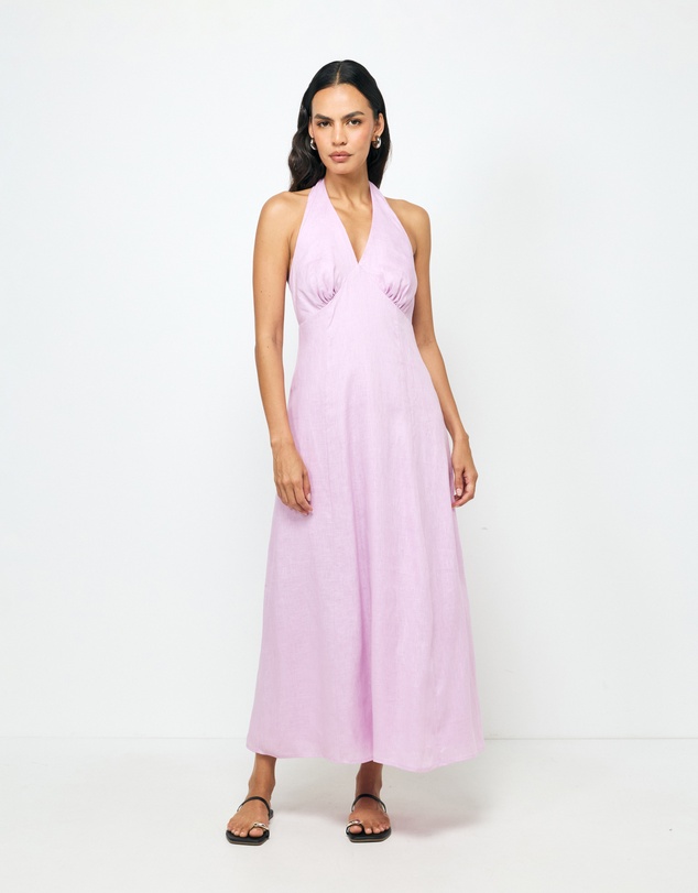 AERE - Lacey Halter Linen Dress