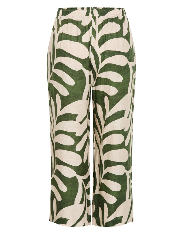 City Chic - Plus size Taranto Print Wide Leg Pant - moss