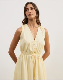 Atmos&Here - Cleo V-Neck Cinched Waist Midi Dress