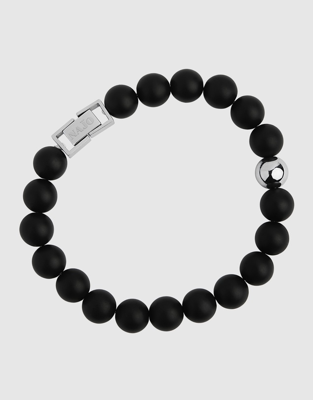 Najo - Atlas 10mm Onyx & Steel Bracelet