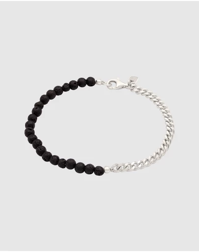 Kuzzoi - ICONIC EXCLUSIVE - Lava Bead and Chain Bracelet in 925 Silver