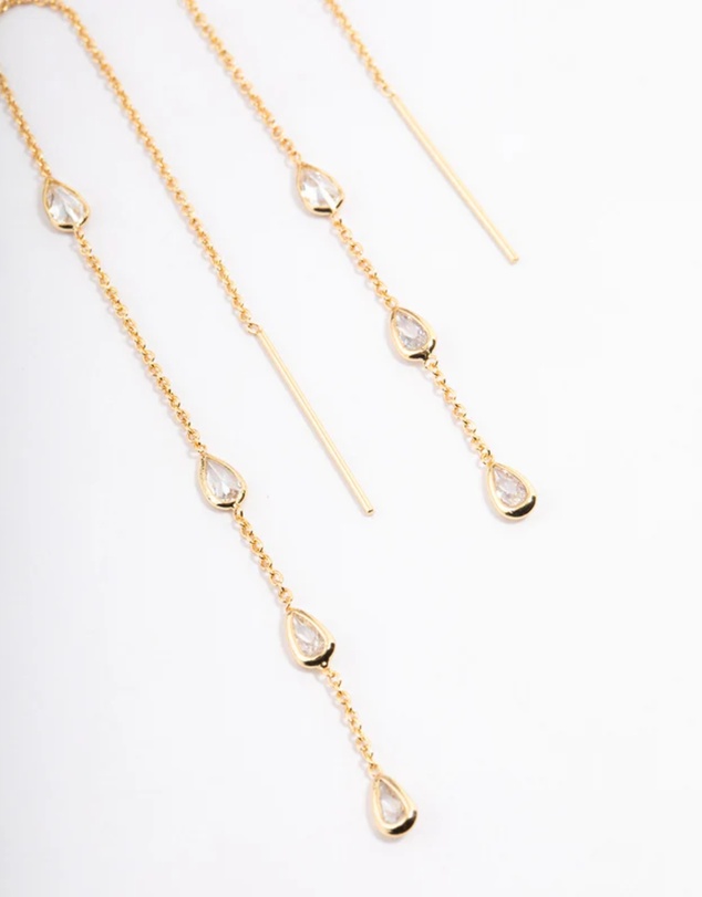 Lovisa - Gold Plated Station Pear Thread Through Earrings